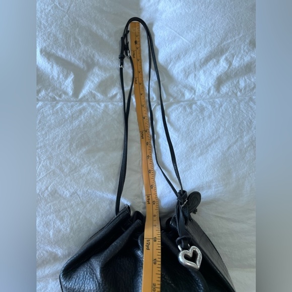 Brighton Black Pebble Leather Drawstring Crossbody Bag | eBay Vintage Brighton | Handbag Black Leather Drawstring Bucket Bag | Double Handle